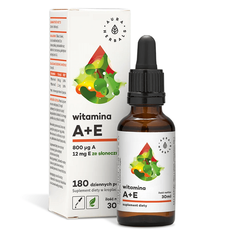 AURA HERBALS WITAMINA A + E Витамин А + Е естествената имунна защита срещу вируси и бактерии капки х 30ml