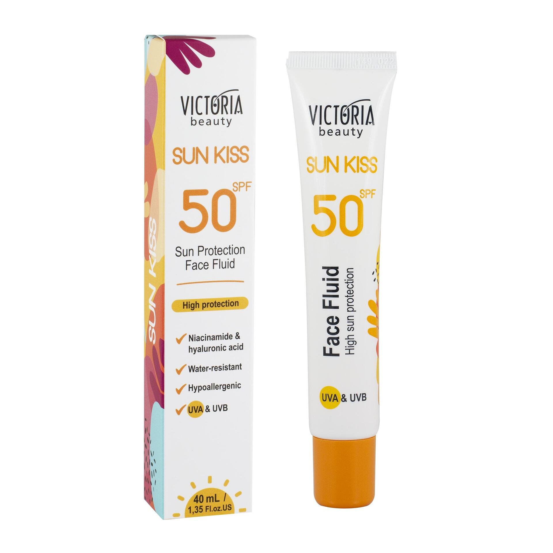 VICTORIA BEAUTY Sun Kiss SPF 50 слънцезащитeн флуид за лице, 40мл