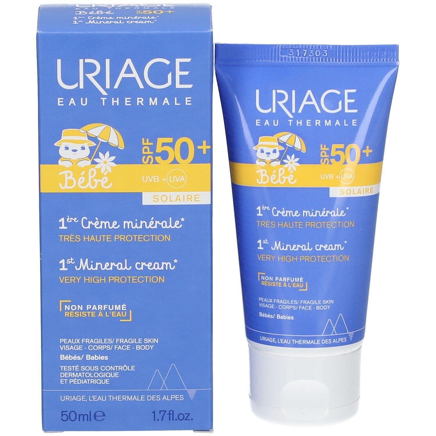 Uriage Bebe 1er Creme Minerale Минерален слънцезащитен крем за бебета и деца SPF50+ 50 мл