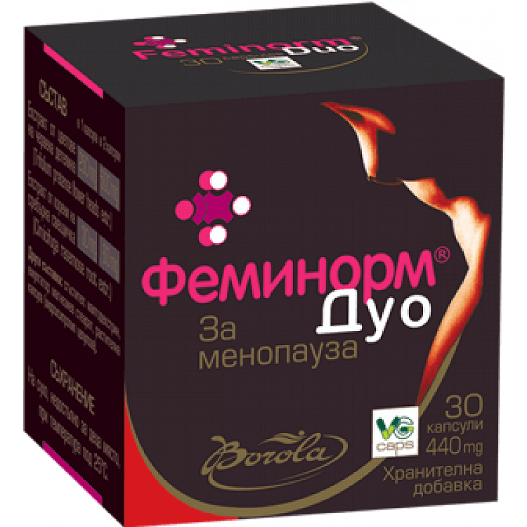 Феминорм Дуо за облекчаване симптомите на менопауза х30 капсули Borola