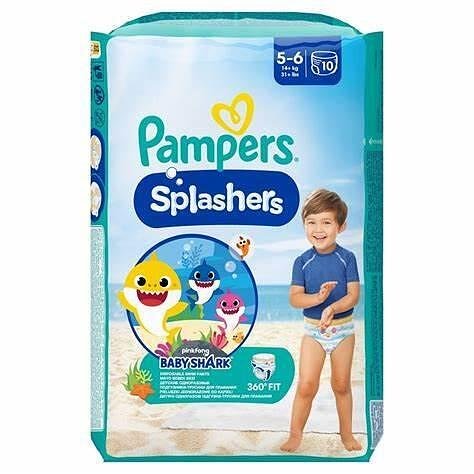 Пелени за плуване Pampers Splashers Baby Shark размер 5, 14 + кг, 10 броя