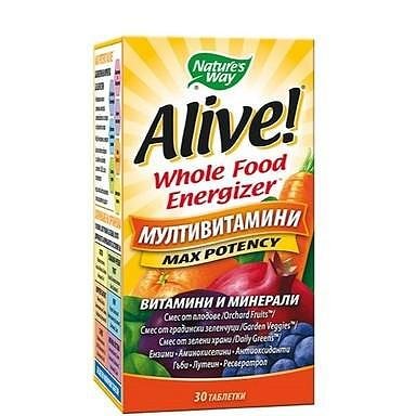 Alive Мултивитамини за подхранване на организма х30 таблетки Natures Way