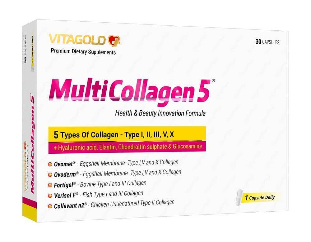 MultiCollagen 5 (Мултиколаген 5) – иновация за ставите, костите, кожата, косата и ноктите, 30 капсули