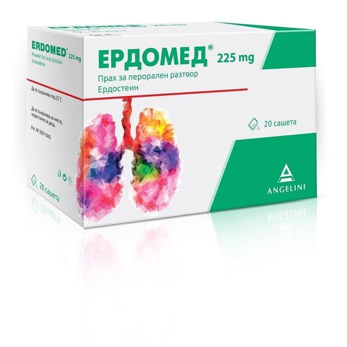 Ердомед при суха и продуктивна кашлица 225 мг х20 сашета Angelini Pharma