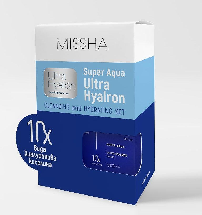 Super Auqa Ultra Hyaluron Set-Комплект грижа за кожата с почистваща пяна и крем