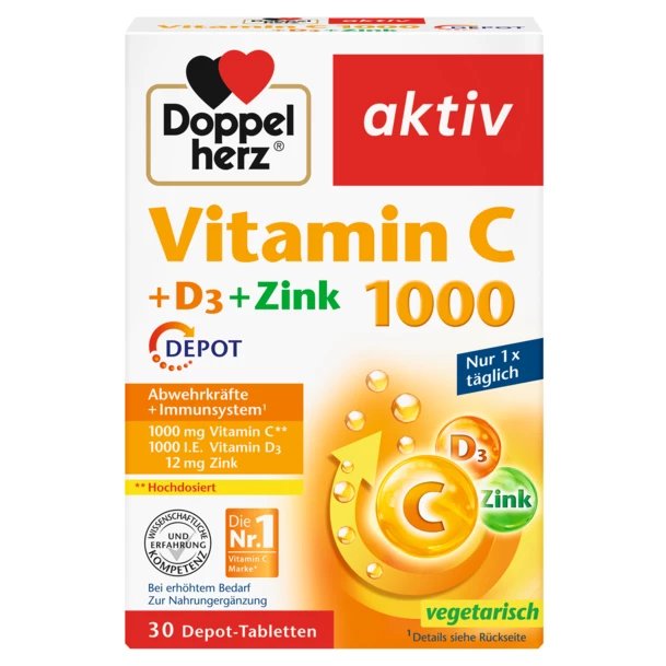 Допелхерц® актив Витамин С 1000 + D3 + Цинк Депо