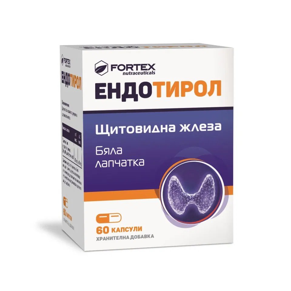 Ендотирол - За нормалната функция на щитовидната жлеза, капсули х 60, Fortex