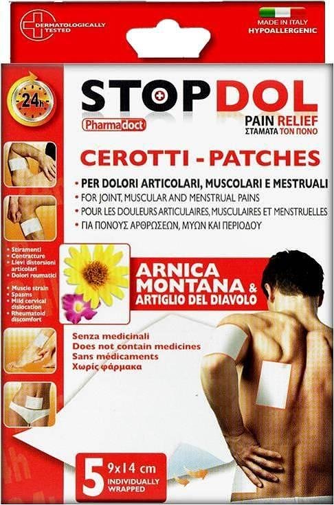 STOP DOL Stop Dol Pain Relief Пластир за облекчаване на болка с арника, дяволски нокът и върба x5 броя