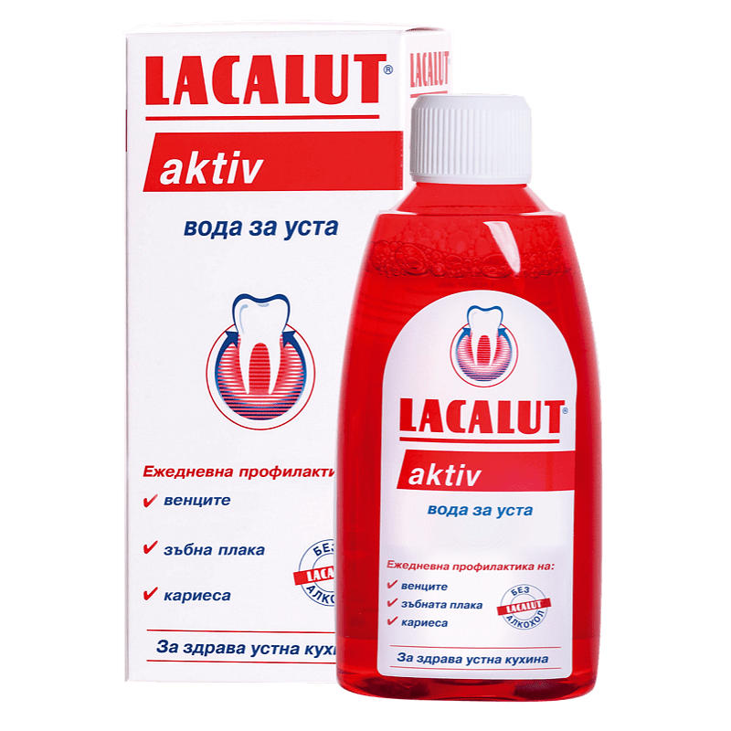 LACALUT AKTIV ВОДА ЗА УСТА СРЕЩУ ПЛАКИ, 300 МЛ.