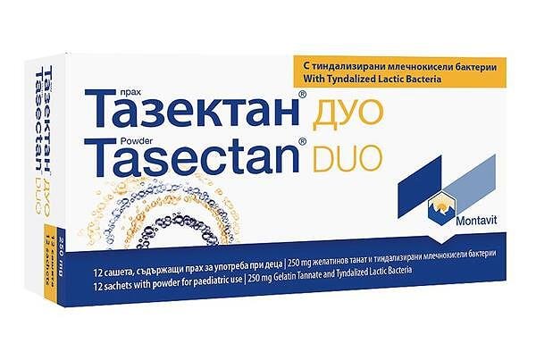 Тазектан Дуо при диария за бебета и деца 250 мг х12 сашета Montavit