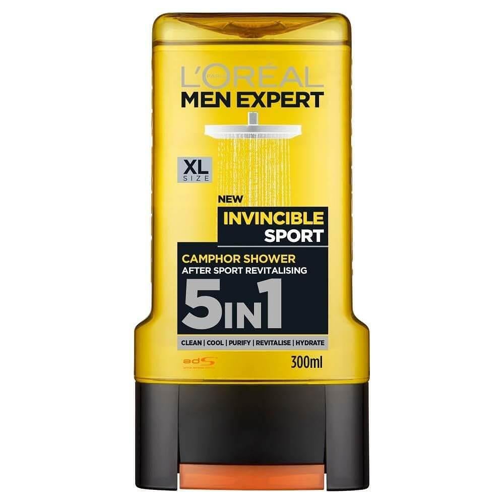Душ гел LOREAL Men, Expert Invincible Sport, С камфор, 300 мл