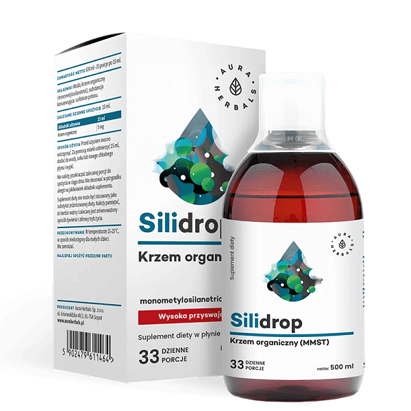 Грижа за косата, кожата и ноктите - Органичен Силиций - Silidrop, 5 mg х 500 ml Aura Herbals