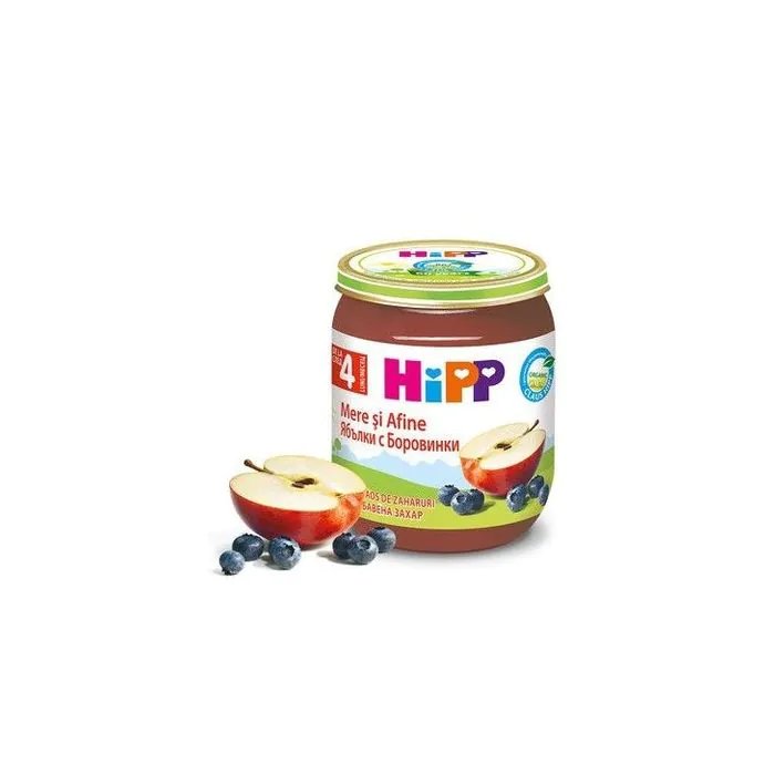 HiPP Био пюре ябълки с боровинки 4+ месеца х 125 г